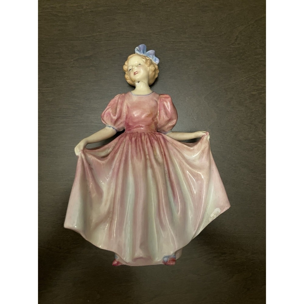 Royal Doulton Sweeting HN1935 Figurine Girl Pink Dress England As-Is Repair Read
